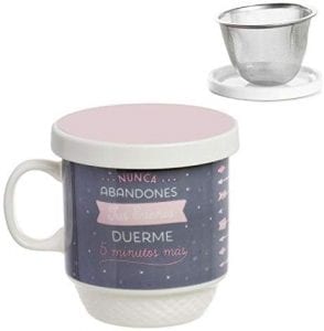 tazas tisana con filtro diseño con flechas y material de cerámica